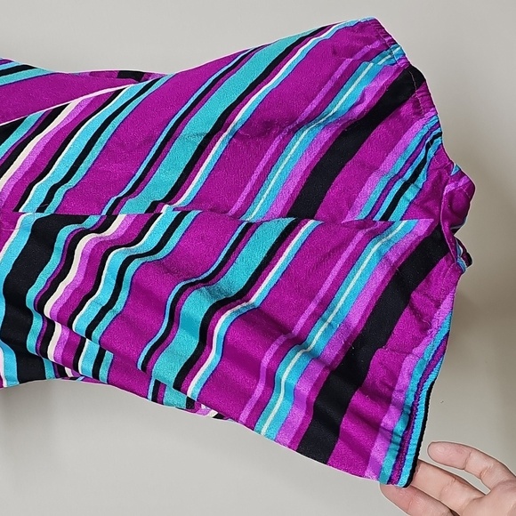Vtg Rose Marie Reid 70s Swimsuit Purple Turquoise Stripes SZ 12, Elastic Is Bad - Picture 6 of 13